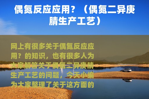 偶氮反应应用？（偶氮二异庚腈生产工艺）