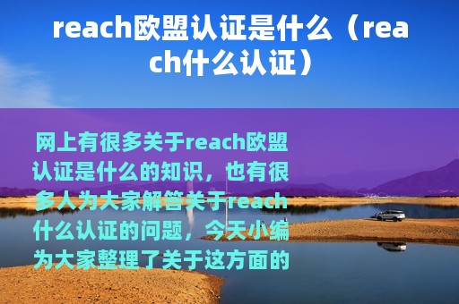 reach欧盟认证是什么（reach什么认证）