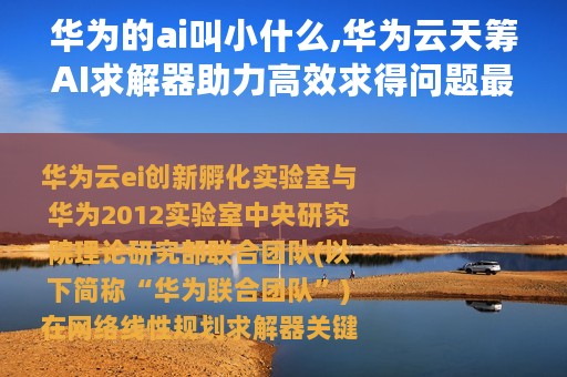 华为的ai叫小什么,华为云天筹AI求解器助力高效求得问题最优解