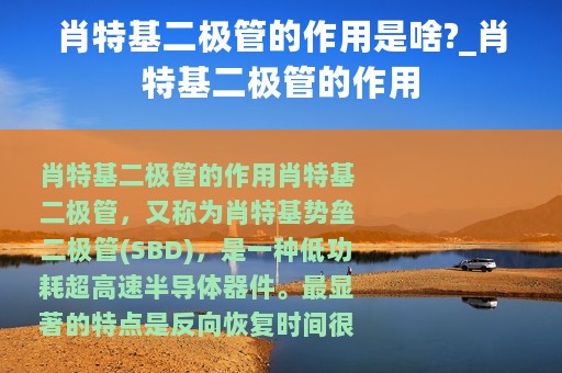 肖特基二极管的作用是啥?_肖特基二极管的作用