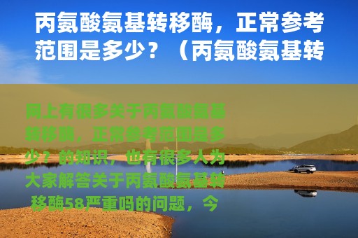 丙氨酸氨基转移酶，正常参考范围是多少？（丙氨酸氨基转移酶58严重吗）