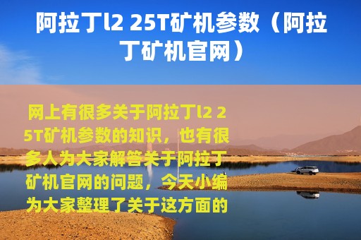 阿拉丁l2 25T矿机参数（阿拉丁矿机官网）