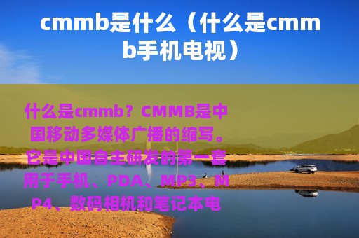 cmmb是什么（什么是cmmb手机电视）