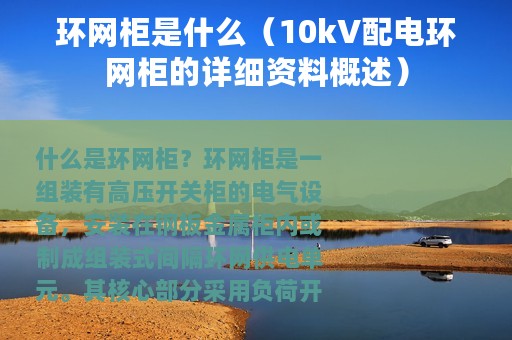 环网柜是什么（10kV配电环网柜的详细资料概述）