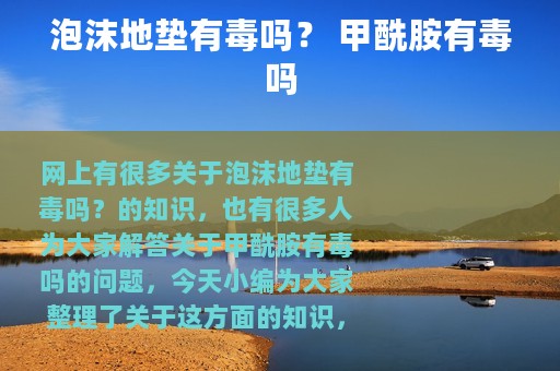 泡沫地垫有毒吗？ 甲酰胺有毒吗