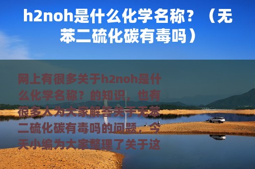 h2noh是什么化学名称？（无苯二硫化碳有毒吗）