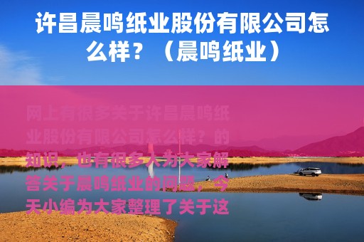 许昌晨鸣纸业股份有限公司怎么样？（晨鸣纸业）