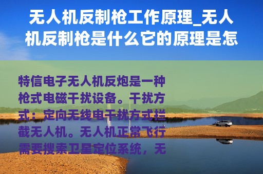 无人机反制枪工作原理_无人机反制枪是什么它的原理是怎样的
