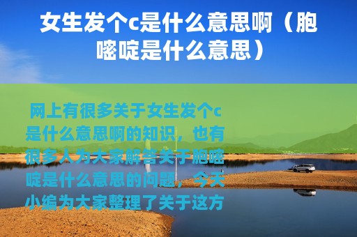 女生发个c是什么意思啊（胞嘧啶是什么意思）