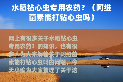 水稻钻心虫专用农药？（阿维菌素能打钻心虫吗）