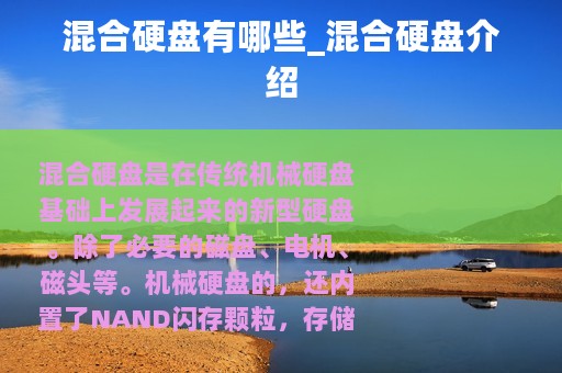 混合硬盘有哪些_混合硬盘介绍