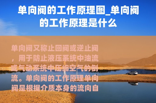 单向阀的工作原理图_单向阀的工作原理是什么