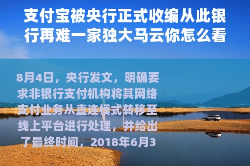支付宝被央行正式收编从此银行再难一家独大马云你怎么看