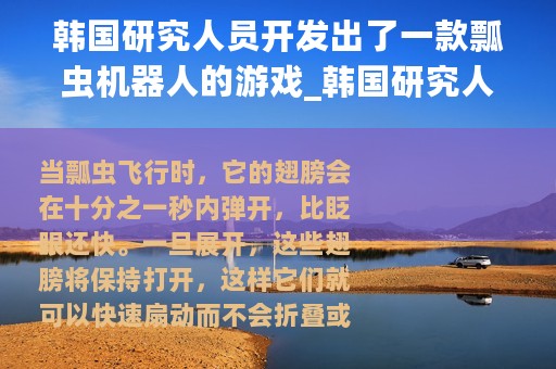 韩国研究人员开发出了一款瓢虫机器人的游戏_韩国研究人员开发出了一款瓢虫机器人