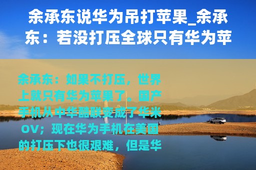 余承东说华为吊打苹果_余承东：若没打压全球只有华为苹果