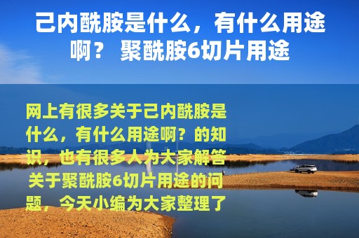 己内酰胺是什么，有什么用途啊？ 聚酰胺6切片用途