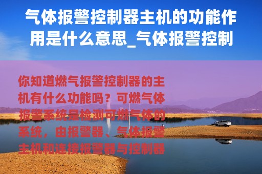 气体报警控制器主机的功能作用是什么意思_气体报警控制器主机的功能作用是什么