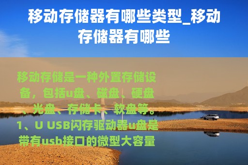 移动存储器有哪些类型_移动存储器有哪些