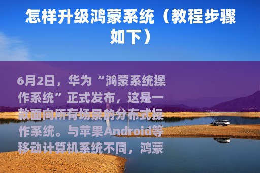 怎样升级鸿蒙系统（教程步骤如下）