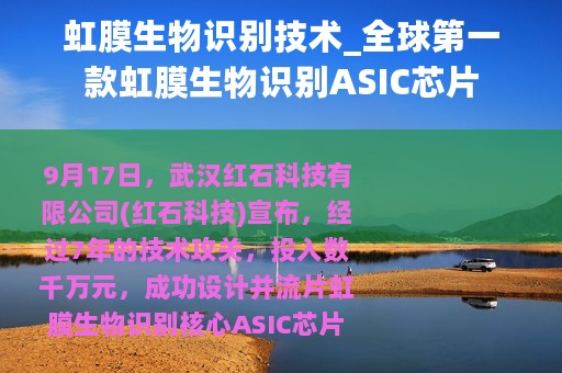 虹膜生物识别技术_全球第一款虹膜生物识别ASIC芯片