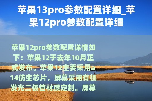 苹果13pro参数配置详细_苹果12pro参数配置详细