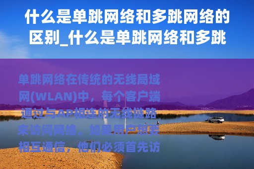 什么是单跳网络和多跳网络的区别_什么是单跳网络和多跳网络
