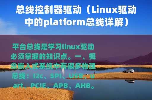 总线控制器驱动（Linux驱动中的platform总线详解）