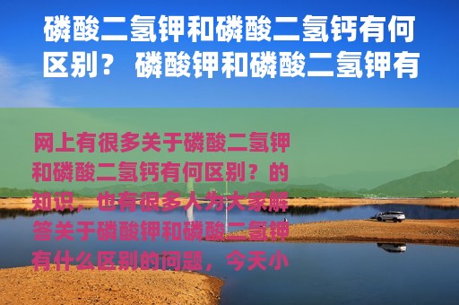 磷酸二氢钾和磷酸二氢钙有何区别？ 磷酸钾和磷酸二氢钾有什么区别