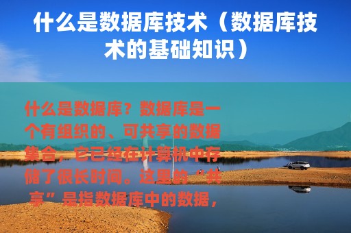 什么是数据库技术（数据库技术的基础知识）