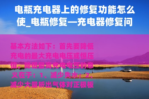 电瓶充电器上的修复功能怎么使_电瓶修复—充电器修复问题连载2