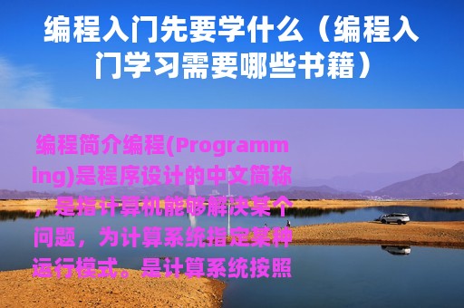 编程入门先要学什么（编程入门学习需要哪些书籍）