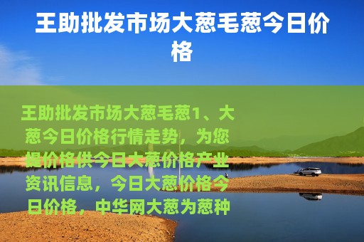王助批发市场大葱毛葱今日价格
