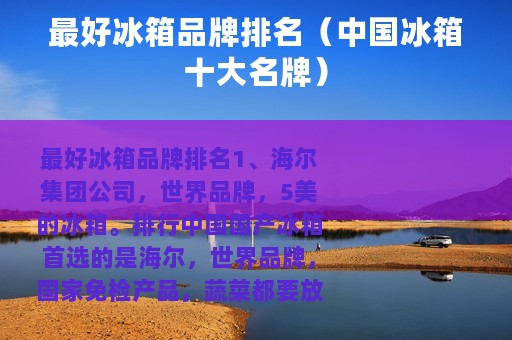 最好冰箱品牌排名（中国冰箱十大名牌）