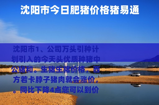 沈阳市今日肥猪价格猪易通