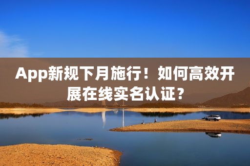 App新规下月施行！如何高效开展在线实名认证？