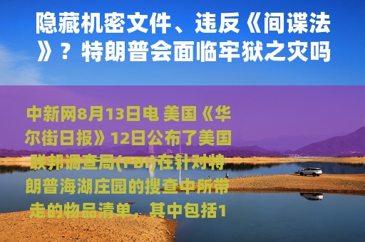 隐藏机密文件、违反《间谍法》？特朗普会面临牢狱之灾吗？
