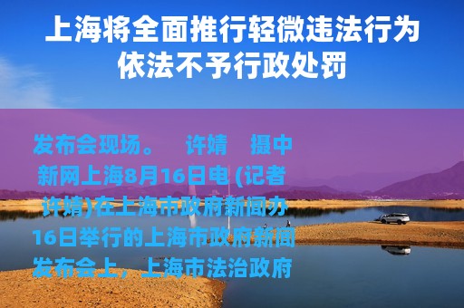上海将全面推行轻微违法行为依法不予行政处罚