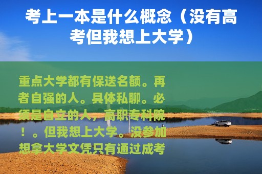 考上一本是什么概念（没有高考但我想上大学）