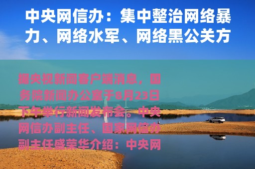 中央网信办：集中整治网络暴力、网络水军、网络黑公关方面问题