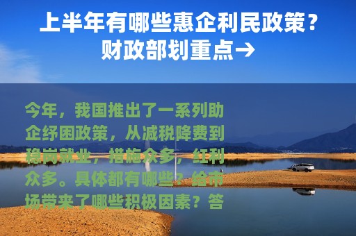 上半年有哪些惠企利民政策？财政部划重点→