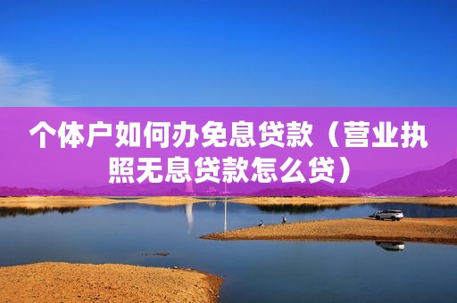 个体户如何办免息贷款（营业执照无息贷款怎么贷）