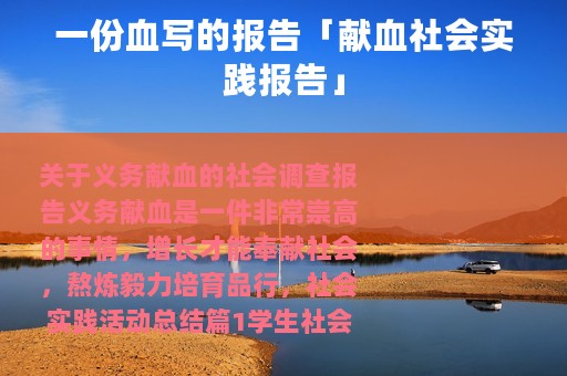 一份血写的报告「献血社会实践报告」