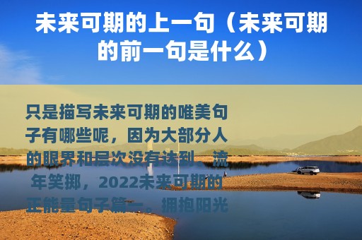 未来可期的上一句（未来可期的前一句是什么）