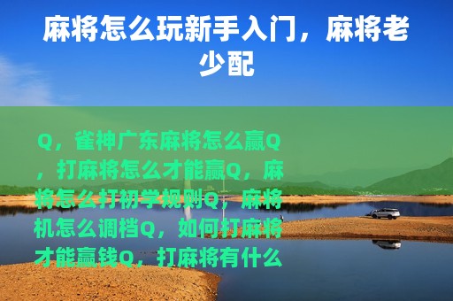 麻将怎么玩新手入门，麻将老少配