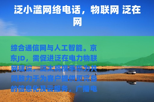 泛小滥网络电话，物联网 泛在网