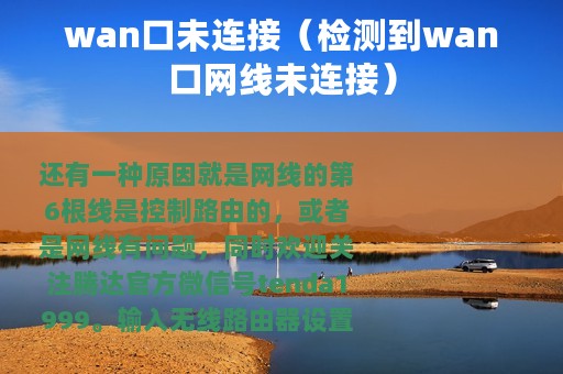 wan口未连接（检测到wan口网线未连接）