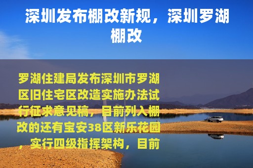深圳发布棚改新规，深圳罗湖棚改
