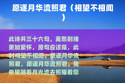 愿逐月华流照君（相望不相闻）
