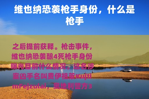 维也纳恐袭枪手身份，什么是枪手
