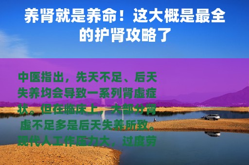 养肾就是养命！这大概是最全的护肾攻略了